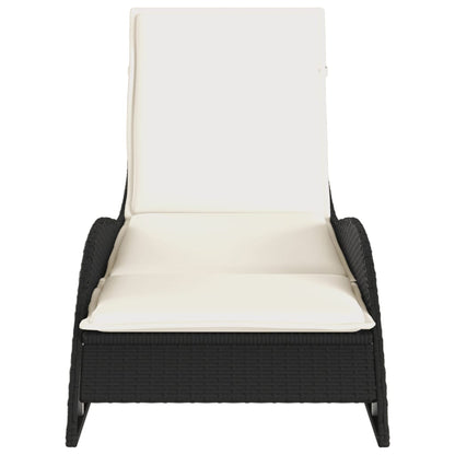 Sun lounger with cushion 60x205x73 cm black PE wicker
