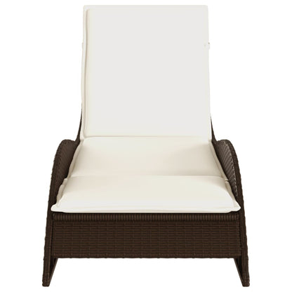 Sun lounger with cushion 60x205x73 cm brown PE wicker