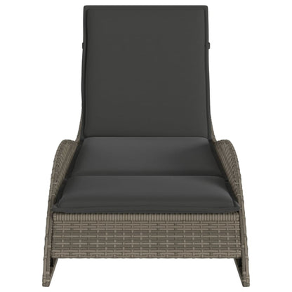 Sun lounger with cushion 60x205x73 cm PE wicker grey