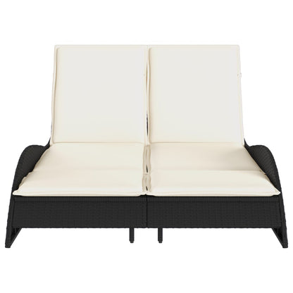 Sun lounger with cushions 114x205x73 cm black PE wicker