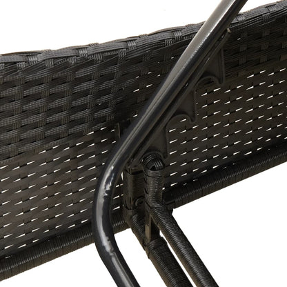 Sun lounger with cushions 114x205x73 cm black PE wicker