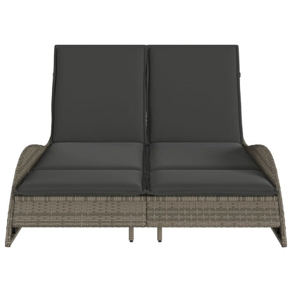 Sun lounger with cushions 114x205x73 cm PE wicker grey