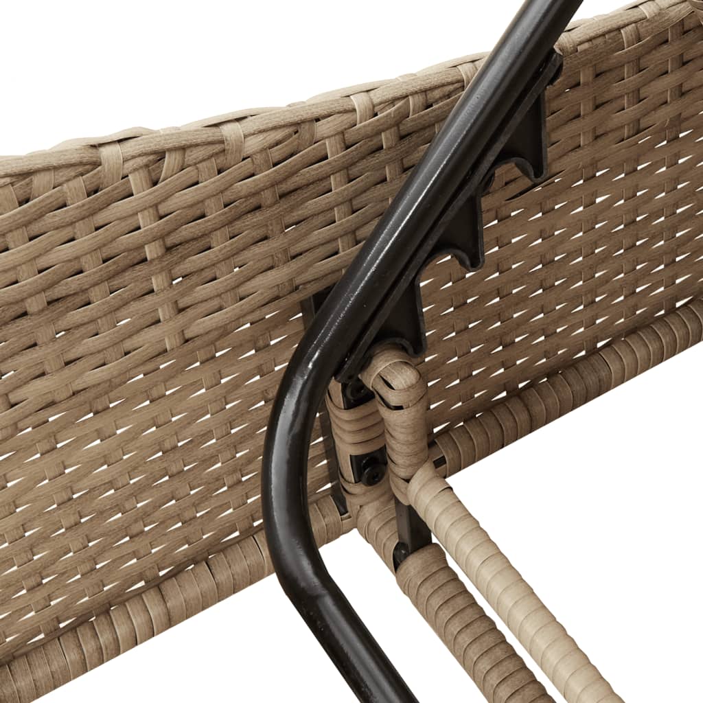 Sun lounger with cushions 114x205x73 cm PE wicker beige