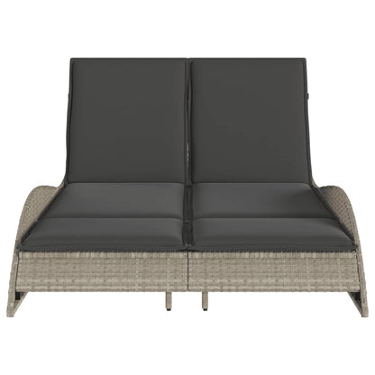 Sun lounger with cushions 114x205x73 cm light grey PE wicker