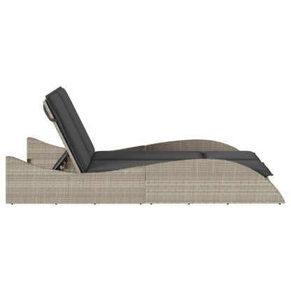 Sun lounger with cushions 114x205x73 cm light grey PE wicker