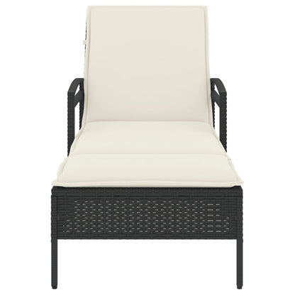Sun lounger with cushion 63x200x81 cm black PE wicker