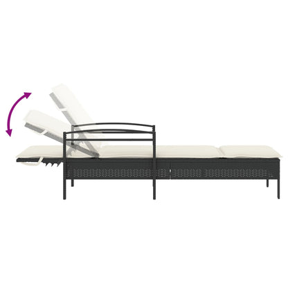 Sun lounger with cushion 63x200x81 cm black PE wicker