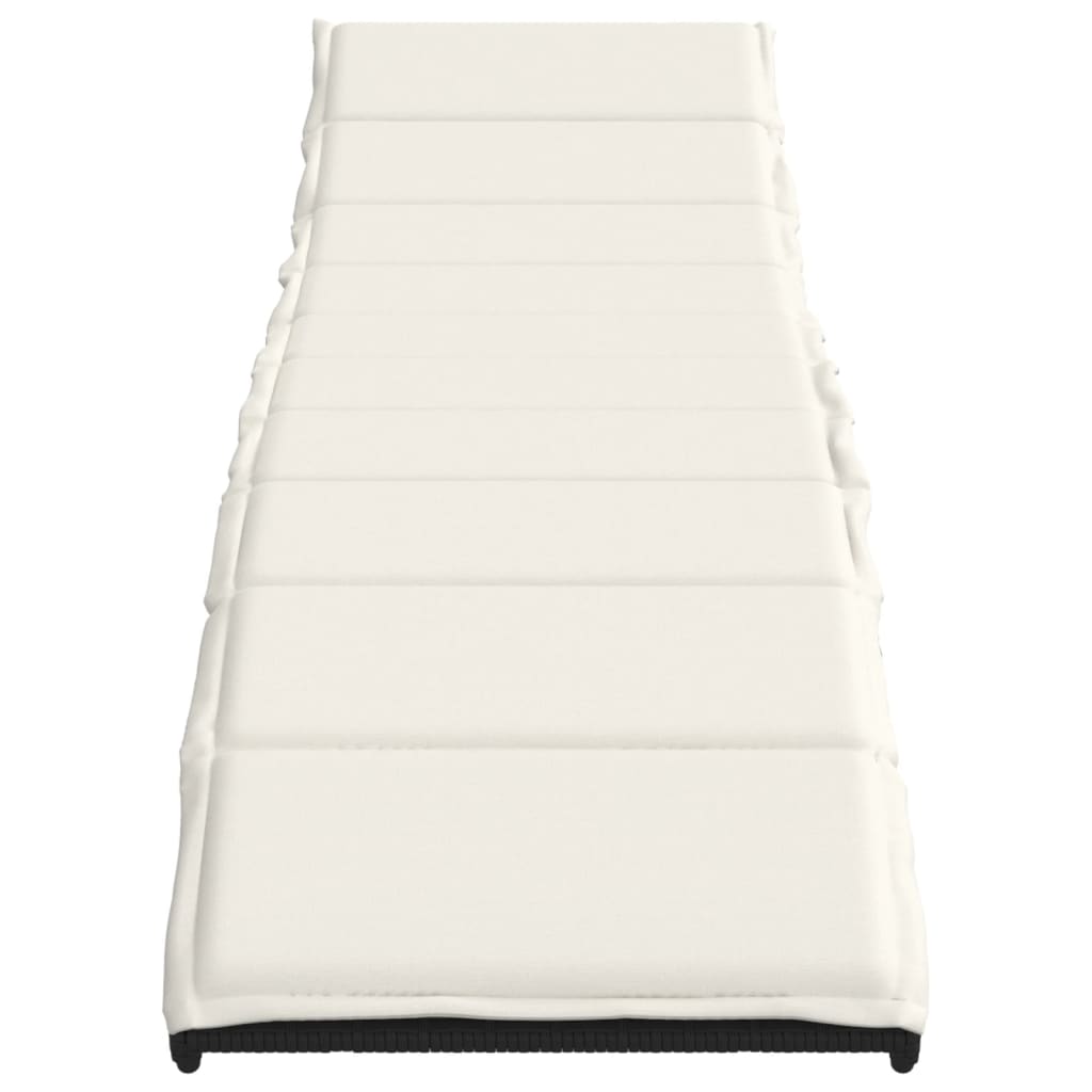 Sun lounger with cushion 55x199x50 cm black PE wicker