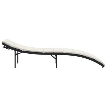 Sun lounger with cushion 55x199x50 cm black PE wicker