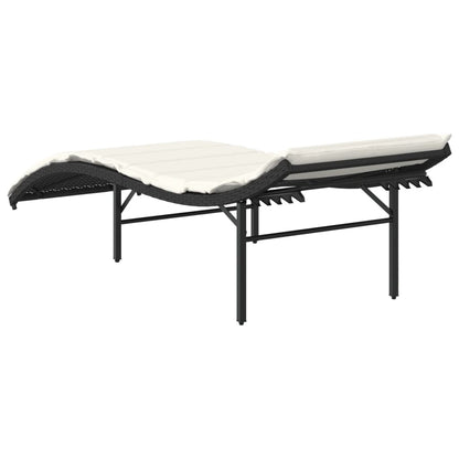 Sun lounger with cushion 55x199x50 cm black PE wicker
