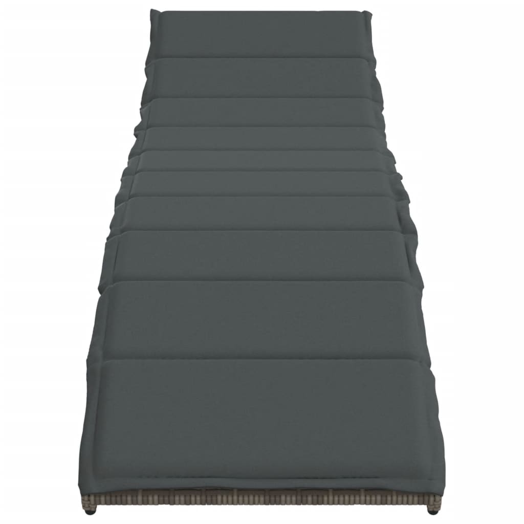 Sun lounger with cushion 55x199x50 cm PE wicker grey