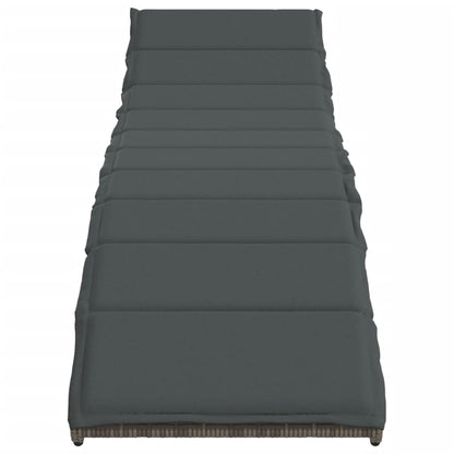 Sun lounger with cushion 55x199x50 cm PE wicker grey