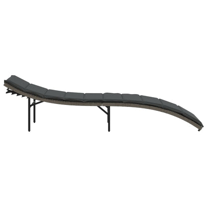 Sun lounger with cushion 55x199x50 cm PE wicker grey