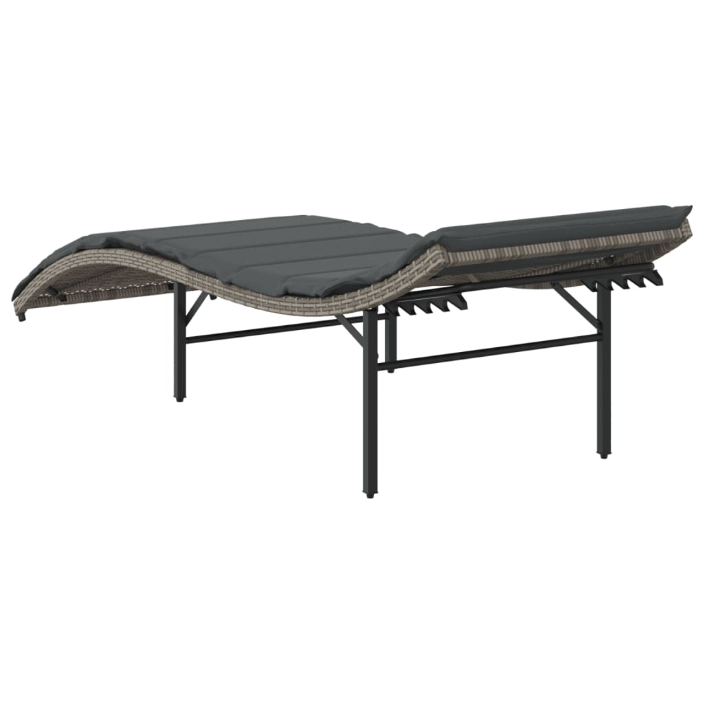 Sun lounger with cushion 55x199x50 cm PE wicker grey