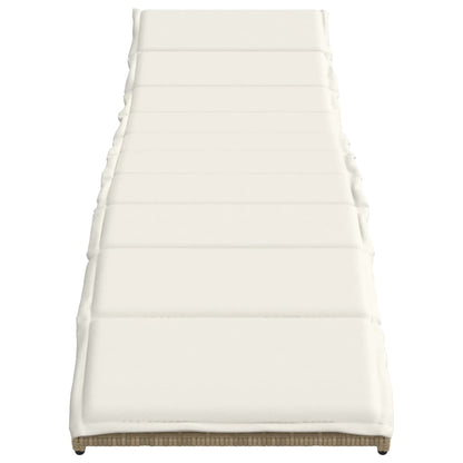 Sun lounger with cushion 55x199x50 cm PE wicker beige