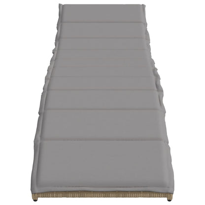 Sun lounger with cushion 55x199x50 cm PE wicker beige