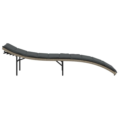 Sun lounger with cushion 55x199x50 cm PE wicker