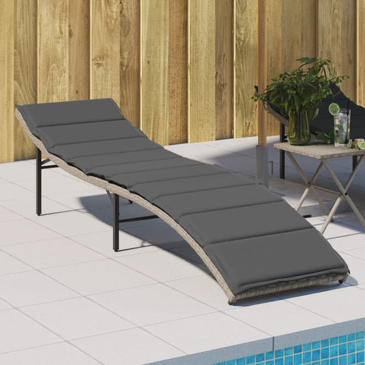 Sun lounger with cushion 55x199x50 cm PE wicker