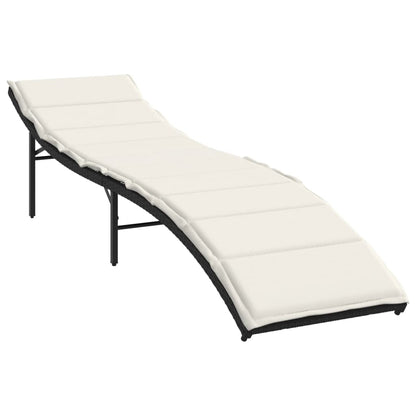 Sun loungers with table 2 pcs black PE rattan
