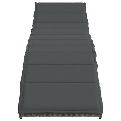 Sun loungers with table 2 pcs PE rattan grey