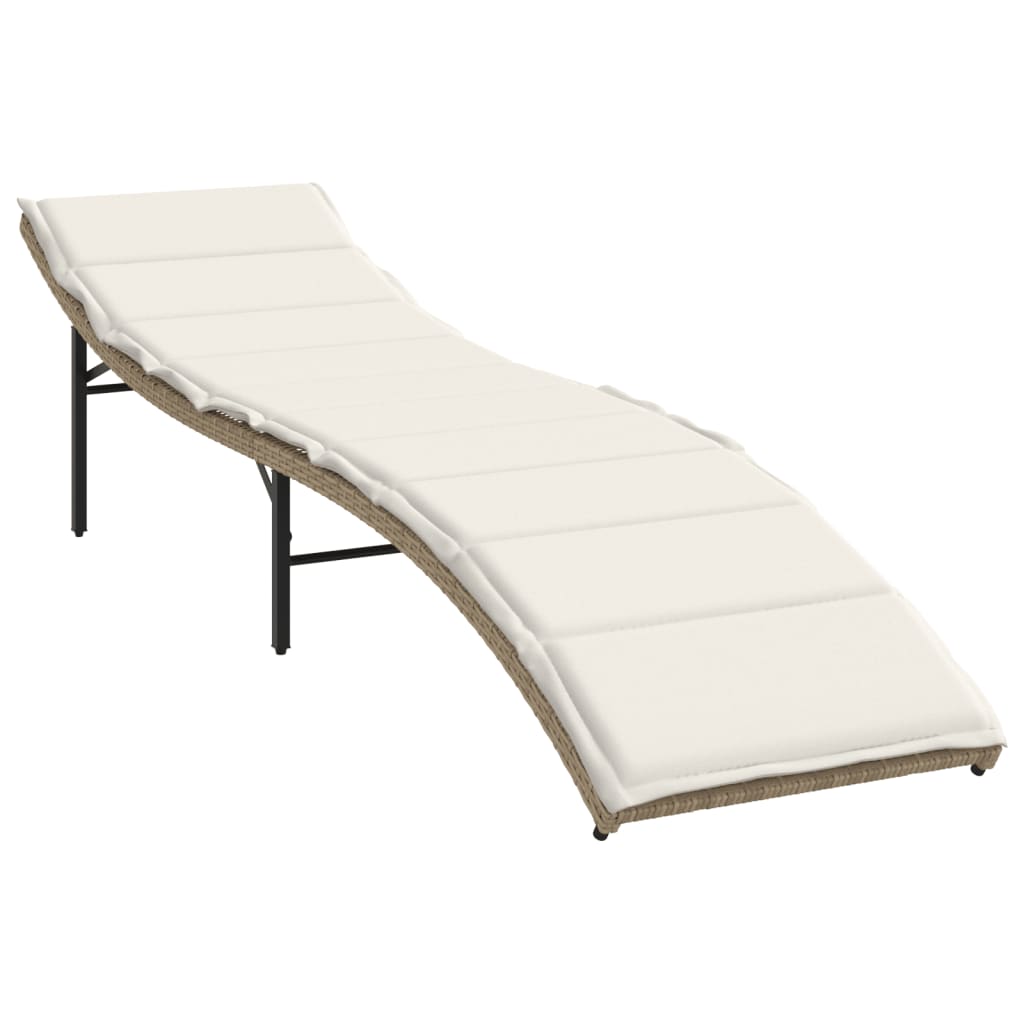 Sun loungers with table 2 pcs PE rattan beige