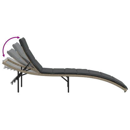 Sun loungers with table 2 pcs PE rattan light grey
