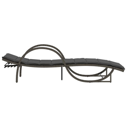 Sun lounger with cushion 60x199x42 cm PE wicker grey