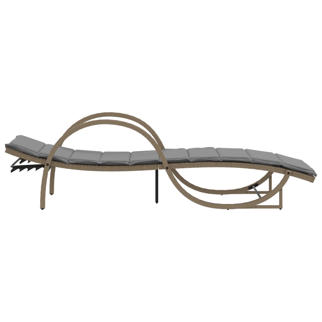 Sun lounger with cushion 60x199x42 cm PE wicker beige
