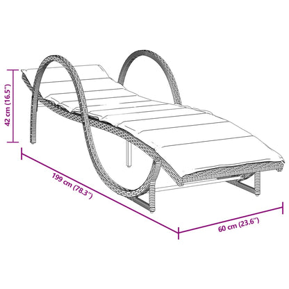 Sun lounger with cushion 60x199x42 cm PE wicker beige