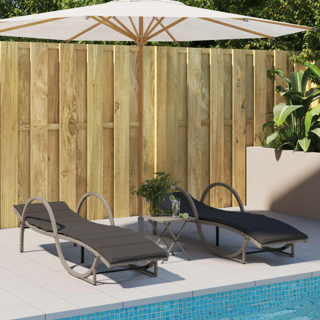 Sun lounger with cushion 60x199x42 cm PE wicker
