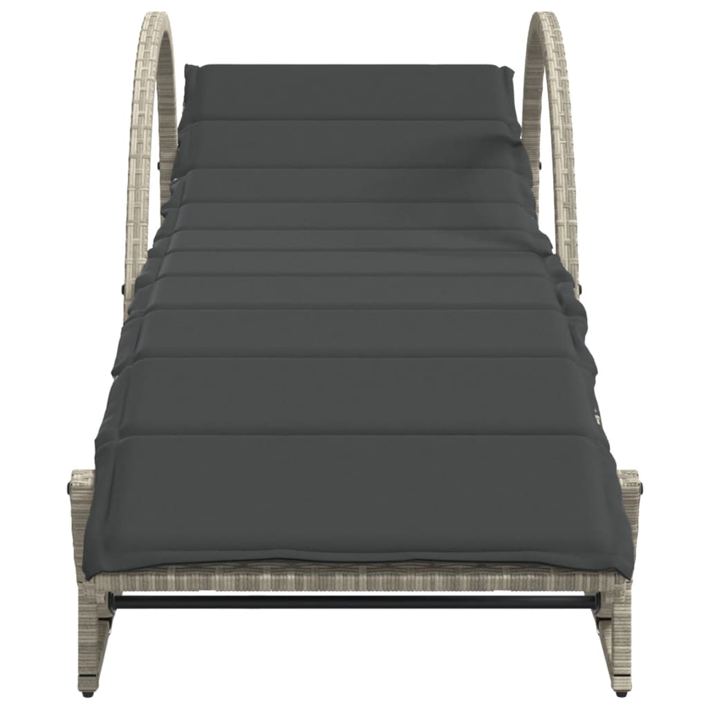 Sun lounger with cushion 60x199x42 cm PE wicker