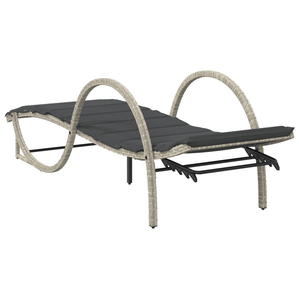 Sun lounger with cushion 60x199x42 cm PE wicker