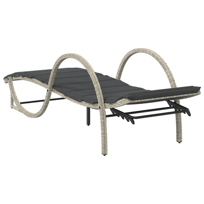 Sun lounger with cushion 60x199x42 cm PE wicker