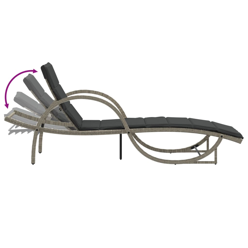 Sun lounger with cushion 60x199x42 cm PE wicker