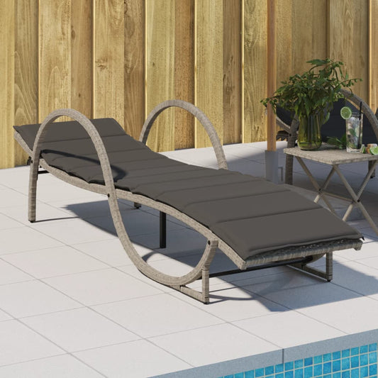Sun lounger with cushion 60x199x42 cm PE wicker