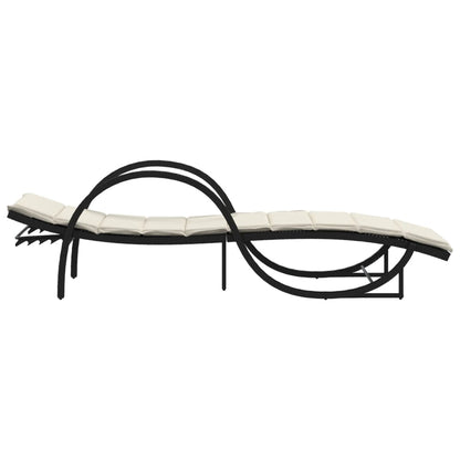 Sun loungers with table 2 pcs black PE rattan