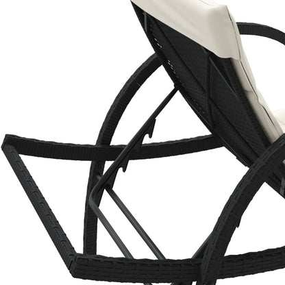 Sun loungers with table 2 pcs black PE rattan