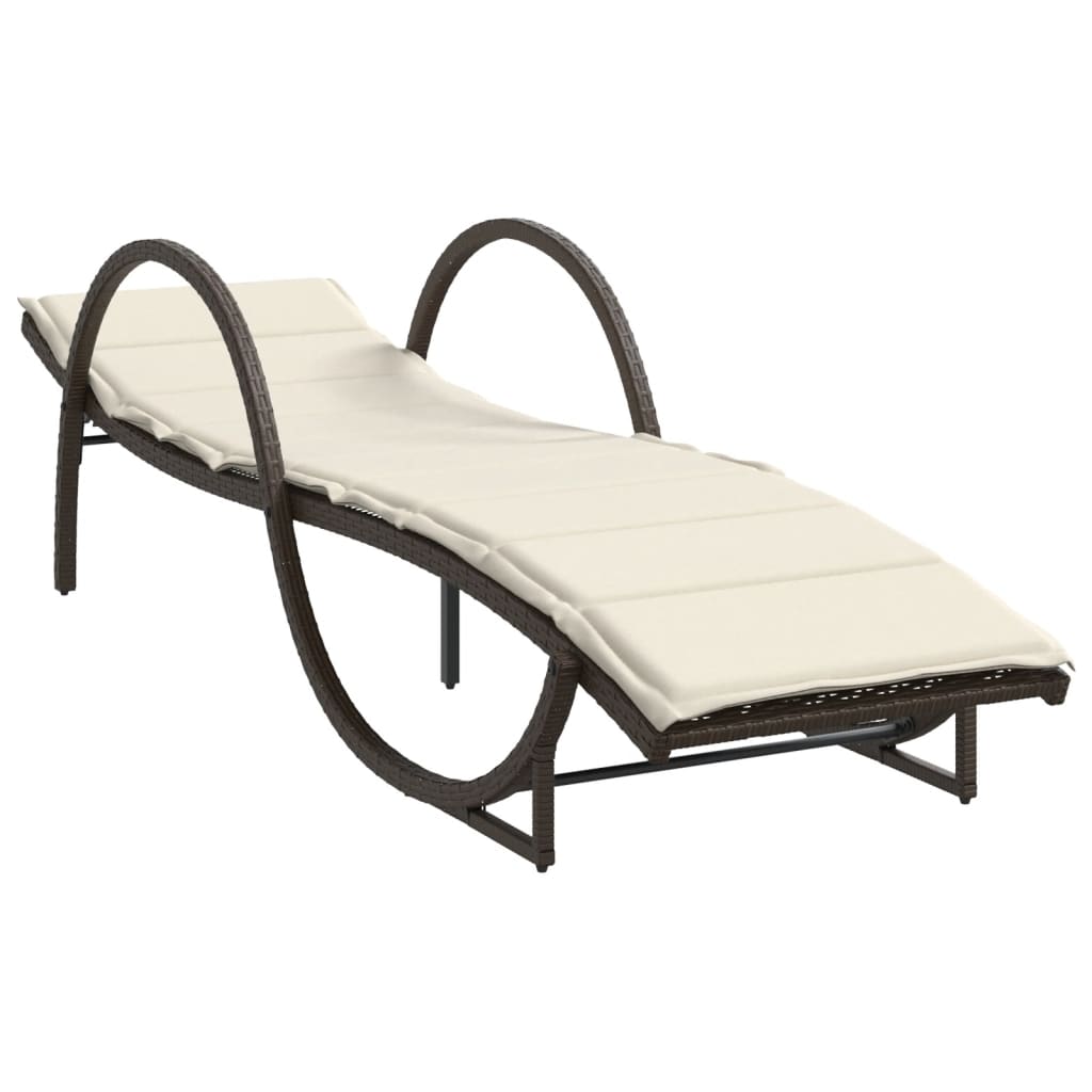 Sun loungers with table 2 pcs PE rattan brown