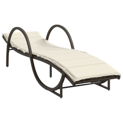 Sun loungers with table 2 pcs PE rattan brown