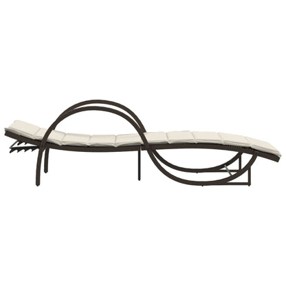 Sun loungers with table 2 pcs PE rattan brown