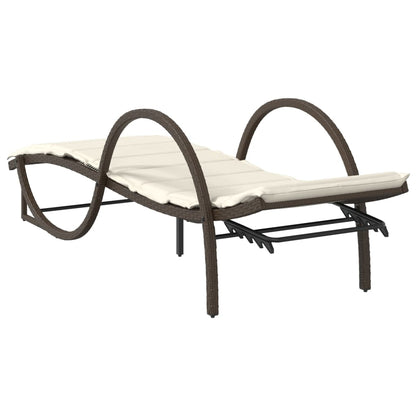 Sun loungers with table 2 pcs PE rattan brown