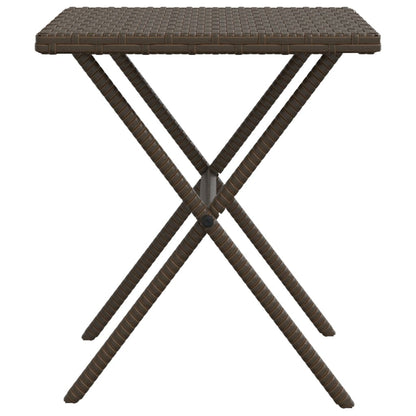 Sun loungers with table 2 pcs PE rattan brown
