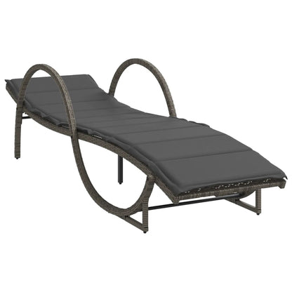 Sun loungers with table 2 pcs PE rattan grey