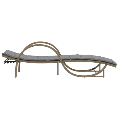 Sun loungers with table 2 pcs PE rattan beige
