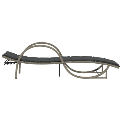 Sun loungers with table 2 pcs PE rattan light grey