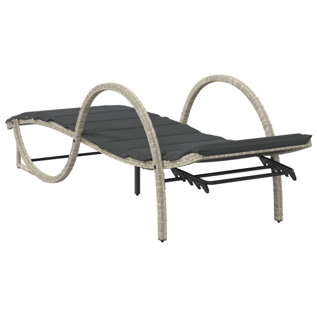 Sun loungers with table 2 pcs PE rattan light grey