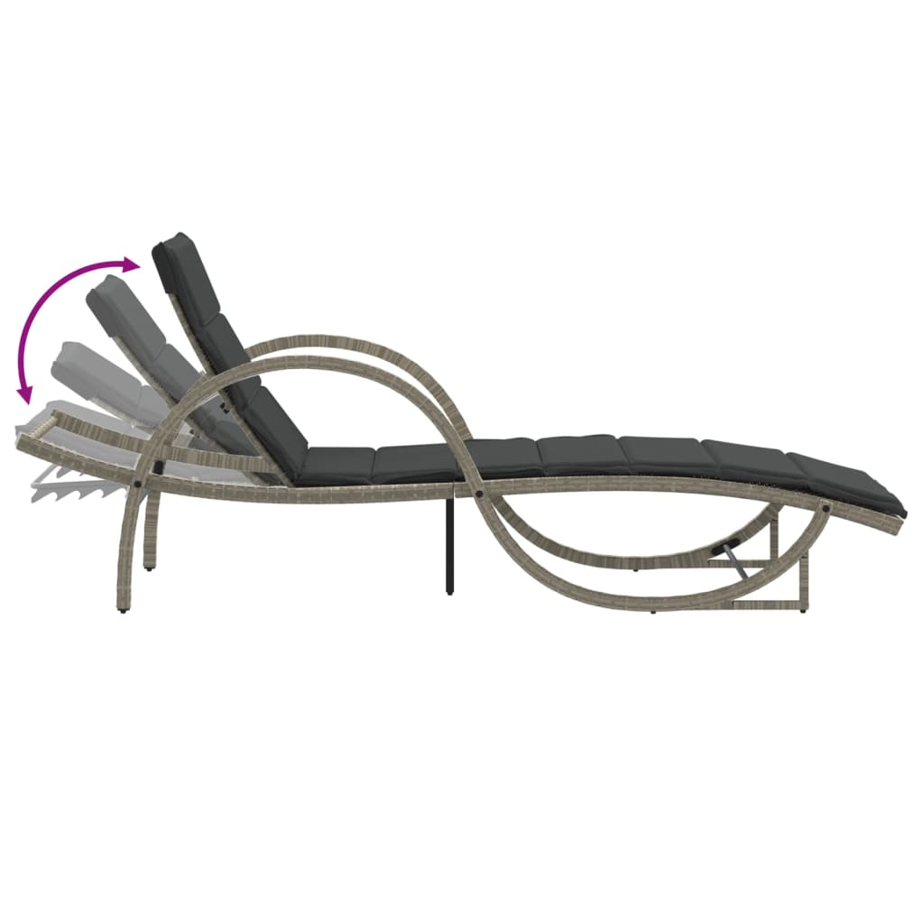 Sun loungers with table 2 pcs PE rattan light grey