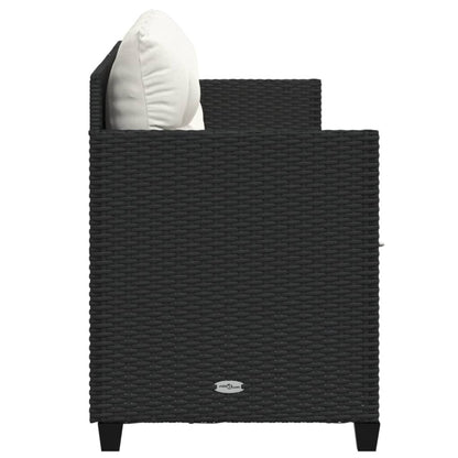 Sun lounger with cushions in black PE wicker