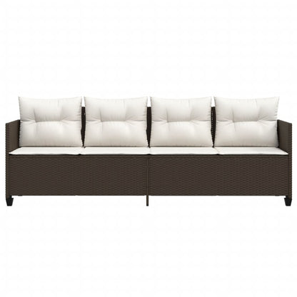 Sun lounger with brown poly rattan cushions