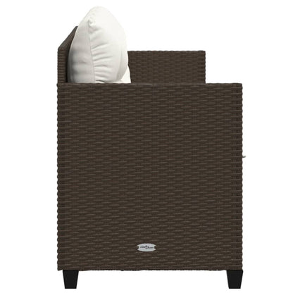 Sun lounger with brown poly rattan cushions